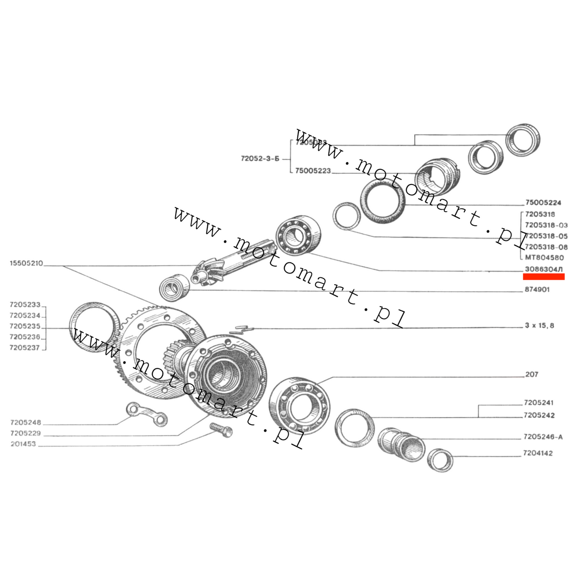 BEARING attack Dnieper MT Ural K750 attack differential gear shaft driver